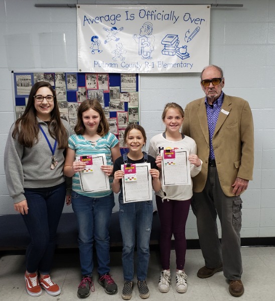 Pictured left to right: Miss Sturch, Kiera, Alivia, Quinn, and Mayor Pittman.